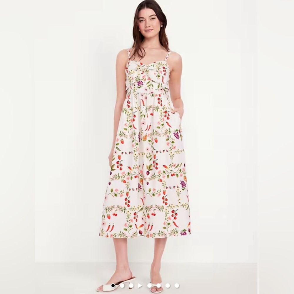 Old Navy Fit & Flare Tie-Front Midi Dress